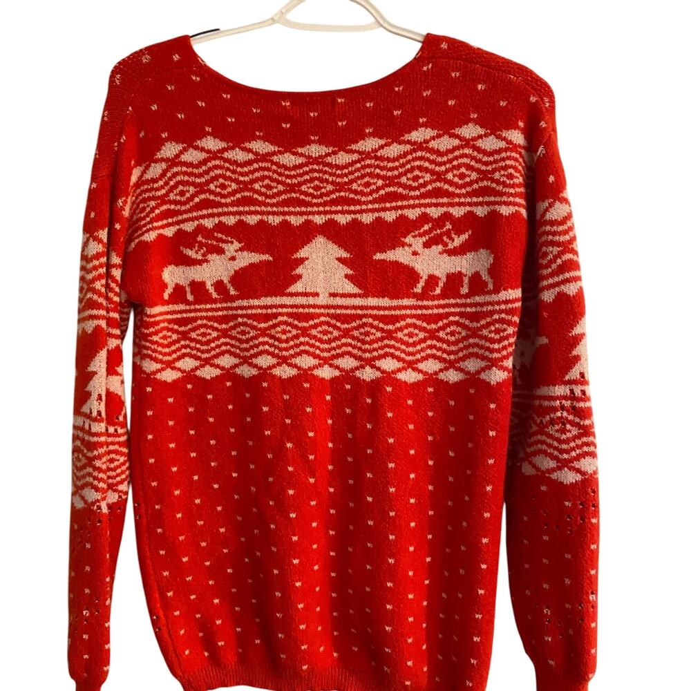 Zeago Ugly Red Christmas Sweater Size S Long Sleeves Cozy Warm - Picture 3 of 6